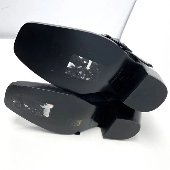 Burberry Albertina Moto  Biker Peep Toe Buckle Boot Black Leather Size 36.5/6.5 - Picture 12 of 15